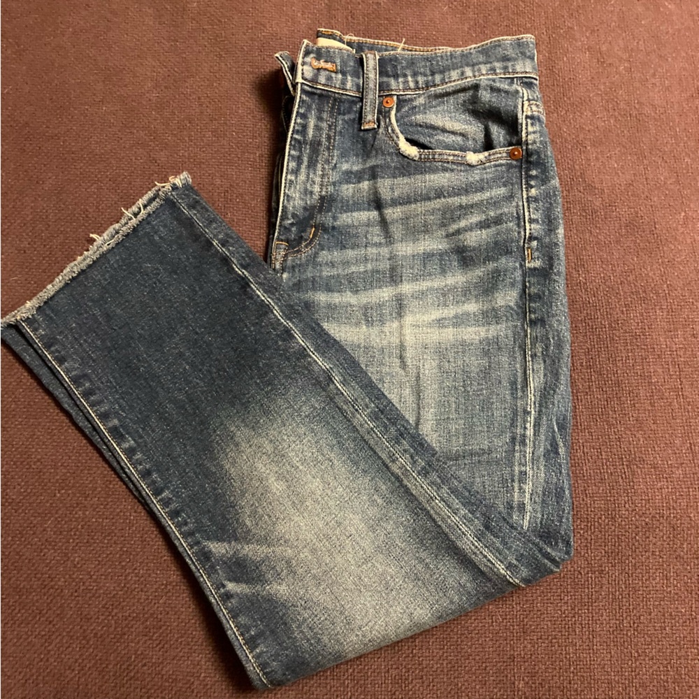 Madewell The High-Rise Slim Boyjean raw hem